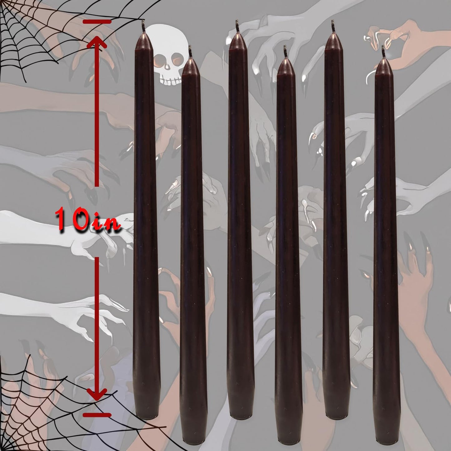 PAMELIFE 10-inch Bleeding Vampire Taper Candles, Black Blood Dripping Candlesticks, Ritual Spell Unscented Gothic Witch Taper Candles - Set of 6