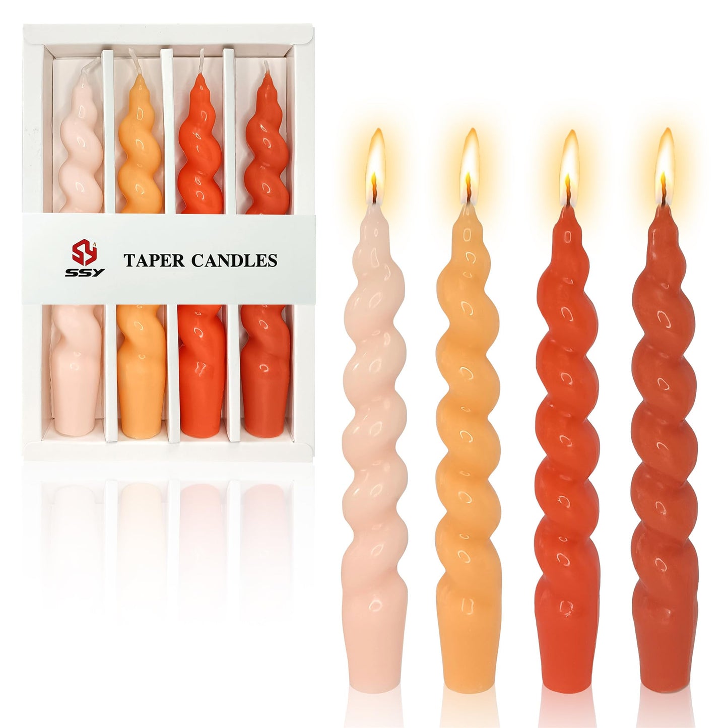 6pcs Long Candlesticks Spiral Taper Candle - Gedengni Set of 2 Twisted Candle Long Candle Sticks Brown Tapered Candles Tall 10INCH for Home Holiday Wedding Party