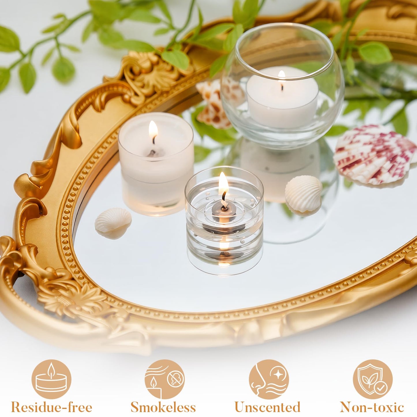 Ashlux Unscented Palm Tea Lights Candles, 16 Packs with Ice Flower Texture