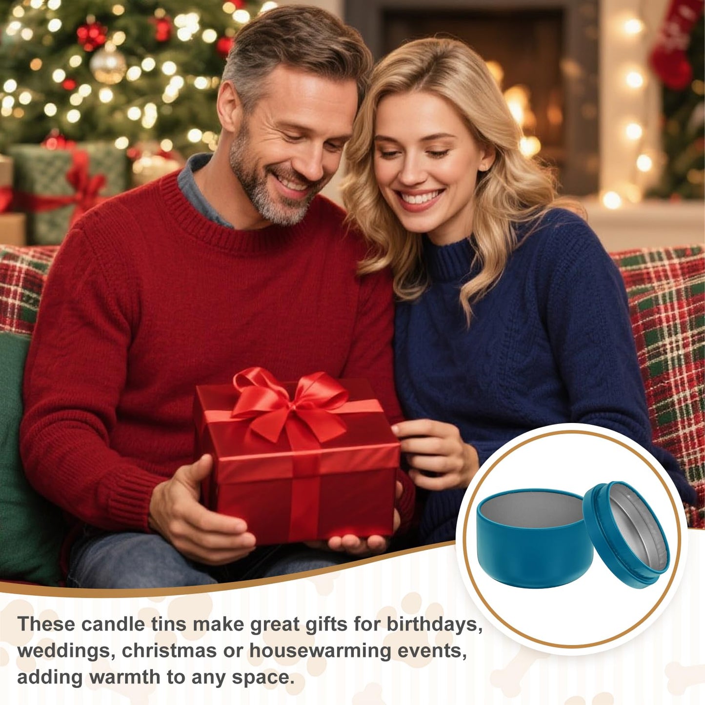 MECCANIXITY 3oz Candle Tins, 12pcs Metal Candle Tins Jars with Lids Round Empty Tin Can Containers Bulk for Storage Tea and Making DIY Arts Crafts Christmas Gifts, Navy Blue