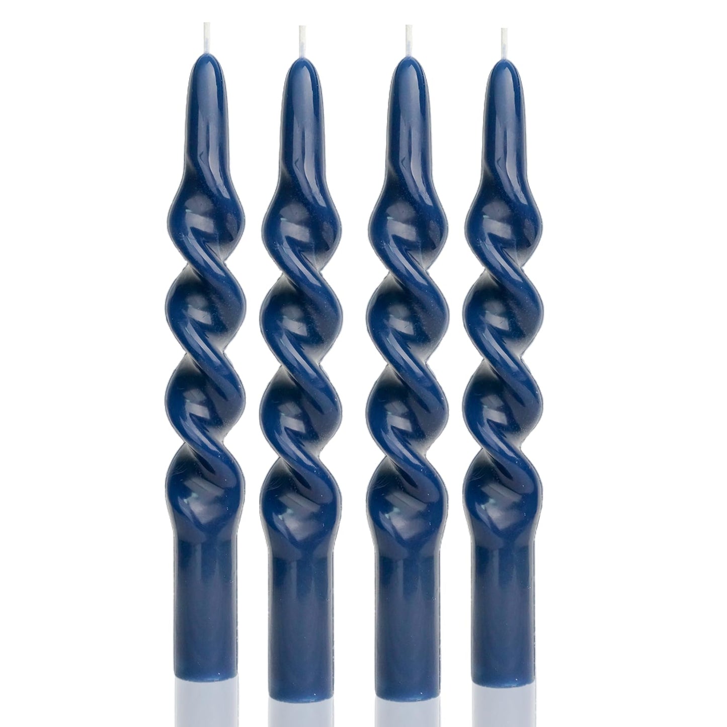 MAITREYA Navy Taper Candles Conical Stick Candles Spiral Taper Candles-Set of 4 for Decoration Weddings Party Church-Unscented Dripless Candles,10inch(C-Navy Blue)