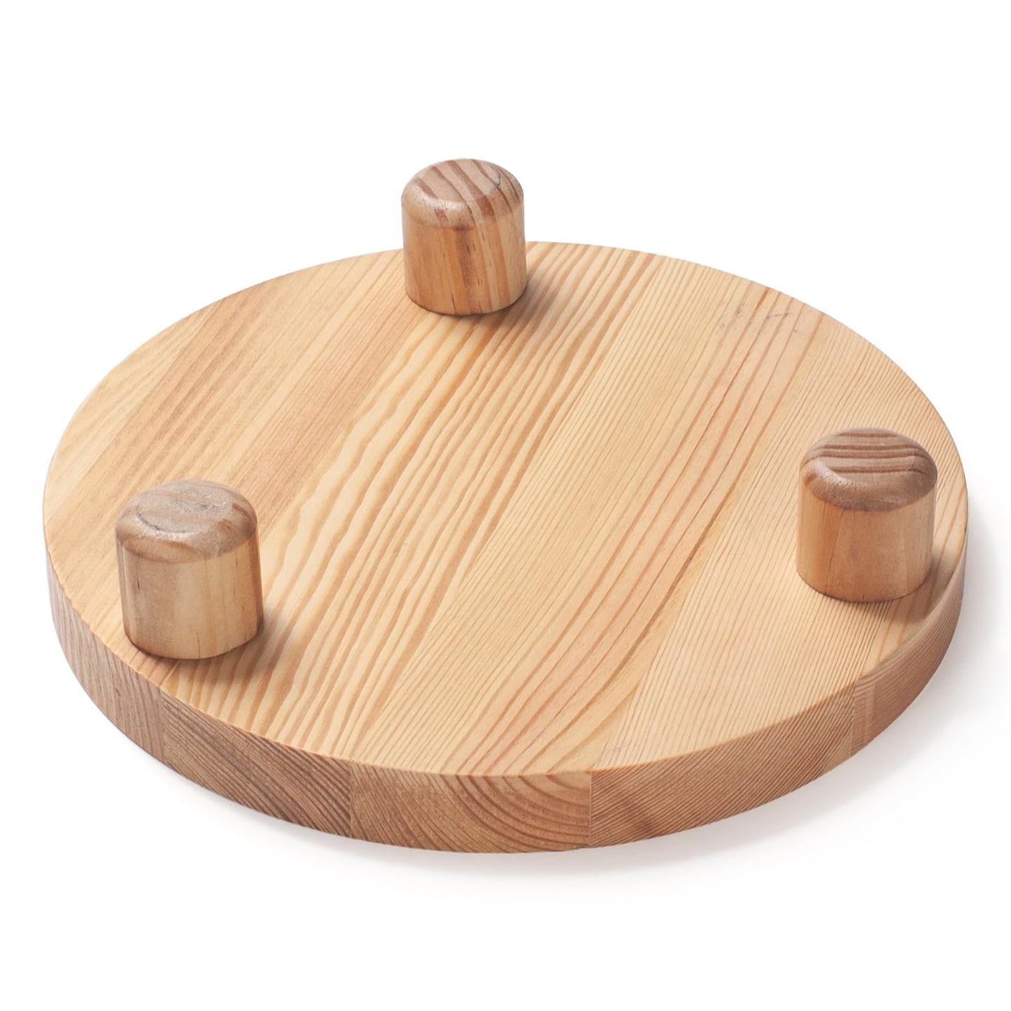 DEAMACE 2 Pcs Wood Riser for Display, Round Wooden Tray Decor, Farmhouse Pedestal Stand, Decorative Riser Tray for Kitchen or Bathroom Counter, Natural