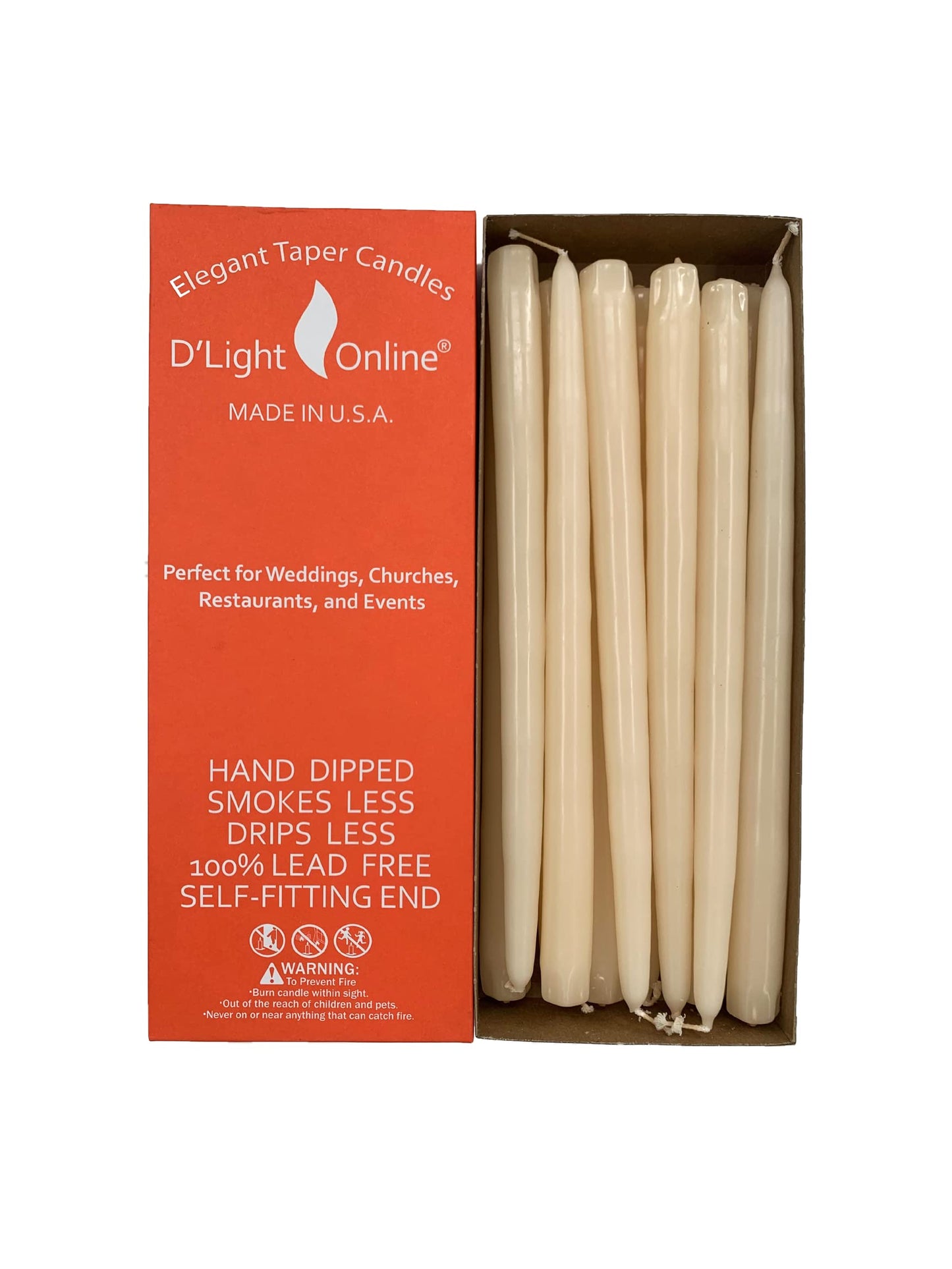 Ivory Taper Candles, 12 Inch Premium Quality Tapered Candles Hand-Dipped, Dripless, Smokeless Paraffin Wax, Cotton Wicks and Bulk Pack for Events - Set of 12 (12 Inch, Ivory)
