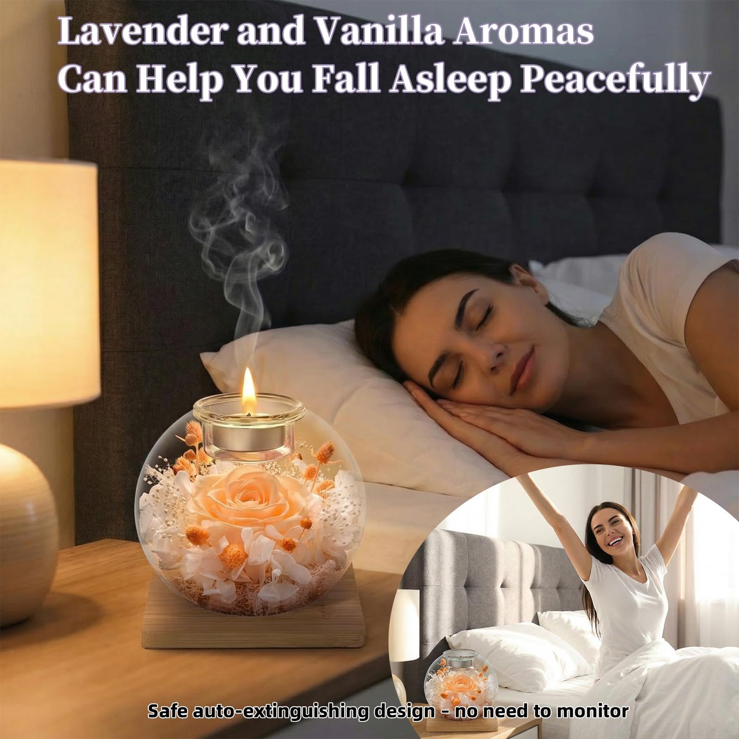 Champagne Forever Flowers Scented Candle in Glass Dome-Long Lasting Aroma Home Decor | Unique Birthday Gift for Women, Mom, Girlfriend, Wife | Ideal for Mother's Day, Valentine's Day, Christmas