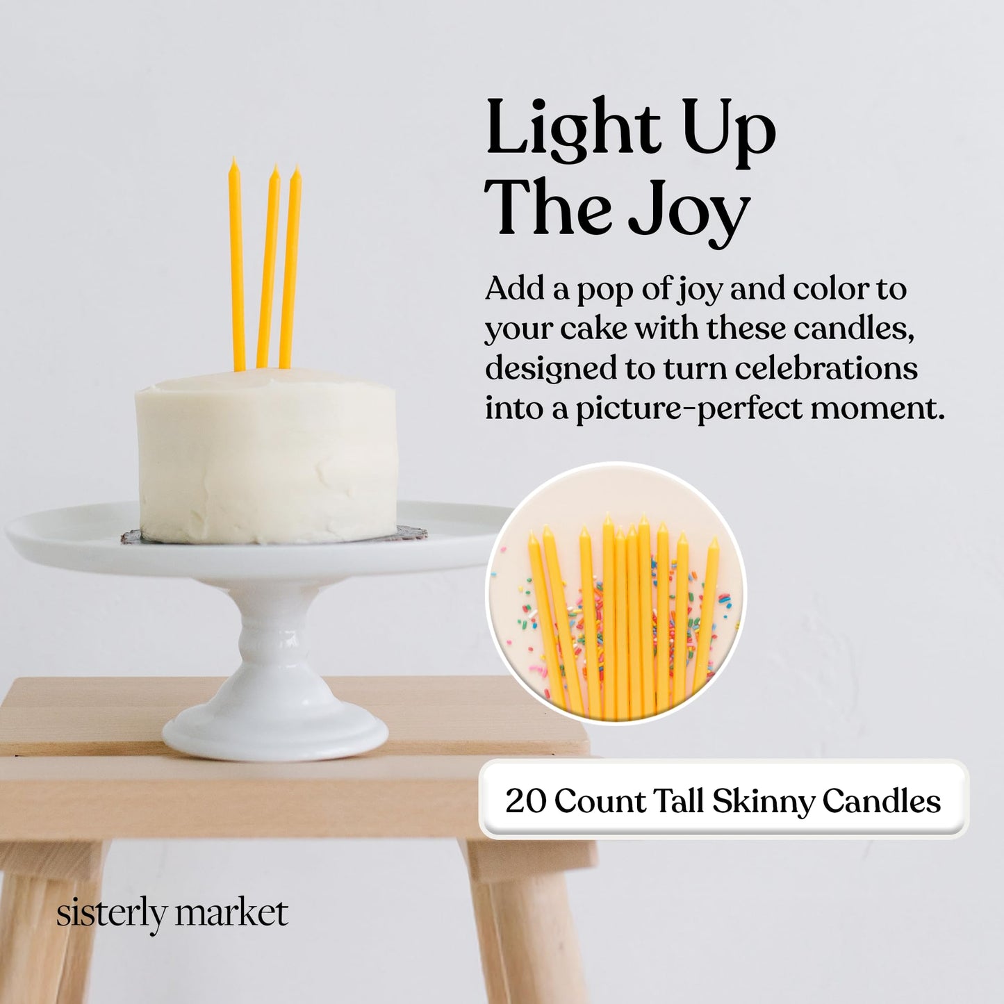 Sisterly Market 20 Count Tall Skinny Orange Solid Birthday Cake Candles for Birthday Wedding Party Cakes Decorations