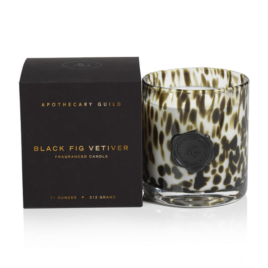 Zodax Apothecary Guild Opal Glass Jar Scented Candle for Home Decor - Single-Wick Candle Ideal for The Home - Gift Box Package Included - Black Fig Vetiver - 11 Oz.