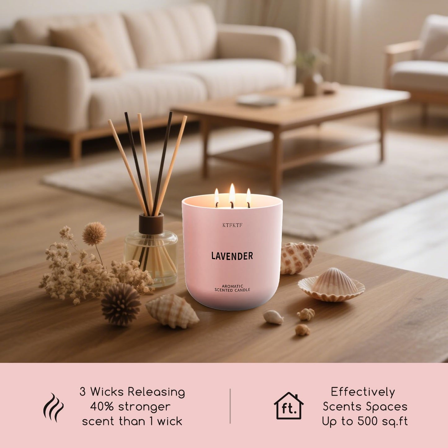 KTFKTF Lavender Scented Candles for Women - Aromatherapy Candle for Relaxation & Sleep Calm, 14.1oz Soy Candles for Home Scented, Birthday Mothers Day Candle Gifts for Women Mom