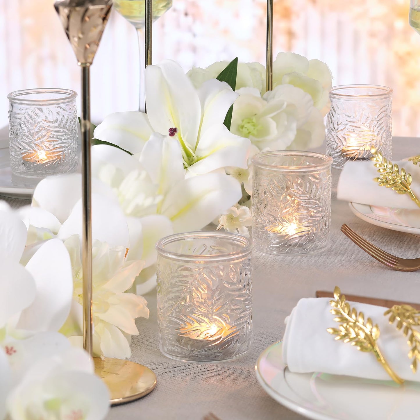 HAVITI 24 pcs Clear Votive Candle Holders, Glass Candle Holders for Home Decor, Tea Light Candle Holder for Wedding Table Centerpiece Decor