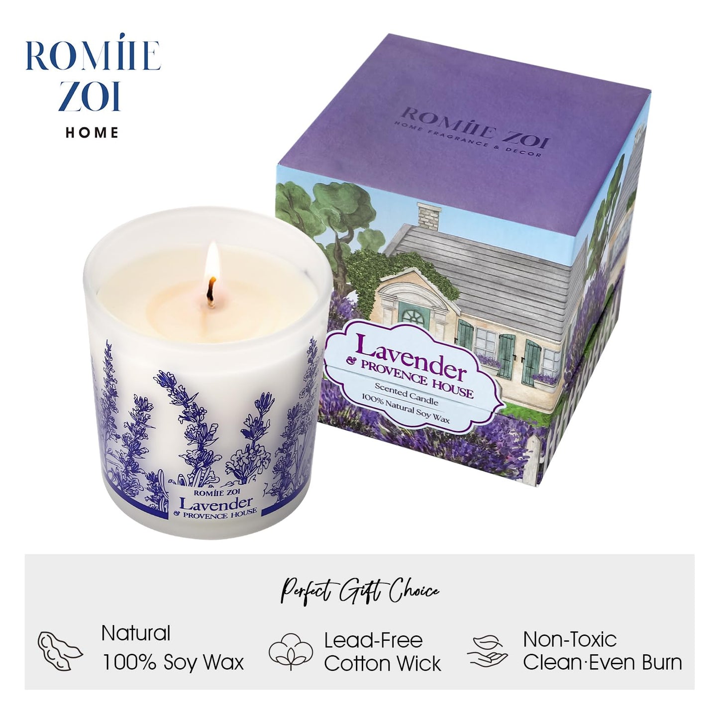 ROMIIE ZOI Scented Candle - Lavender & Rosemary- 6oz Aromatherapy Soy Wax Jar Candle for Home, Gifts for Women - 170g