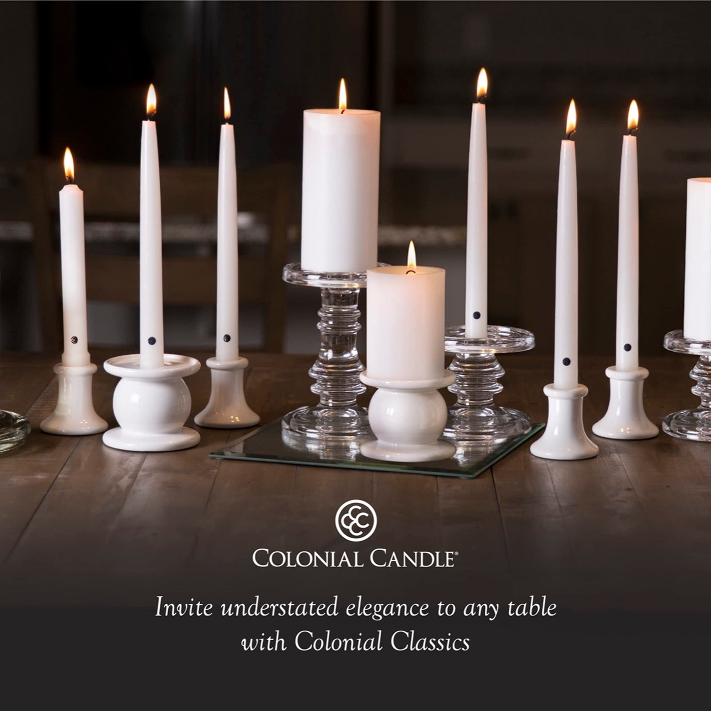 Colonial Candle Unscented Taper Candle, Classic Collection, Traditional Cranberry, 8 in, Pack of 12 - Up to 6 Hours Burn