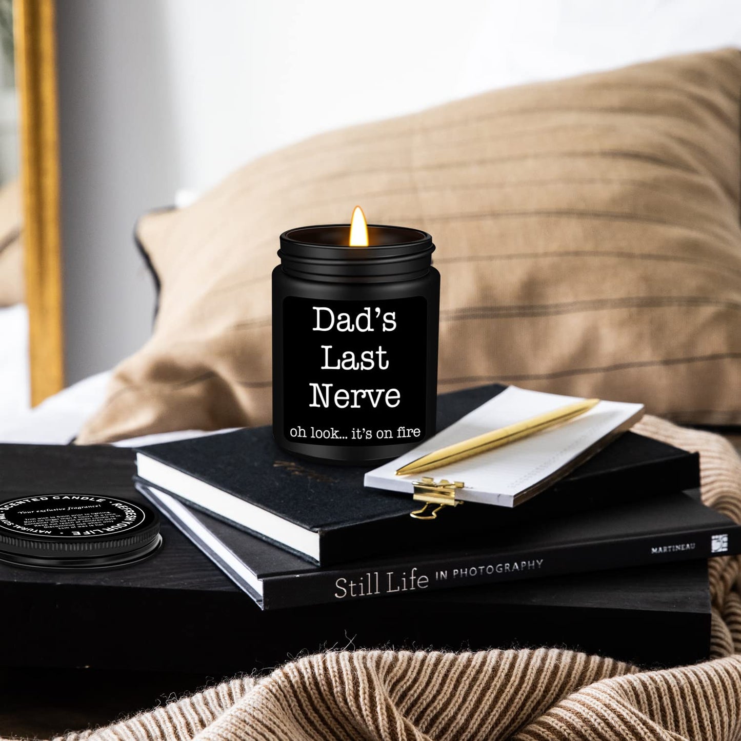 Homsolver Dad Gifts from Daughter Son, Gift for Dad Who Wants Nothing, Birthday Fathers Day Christmas for Stepdad Adoptive Father, Dad's Last Nerve Sandalwood Scented Candle