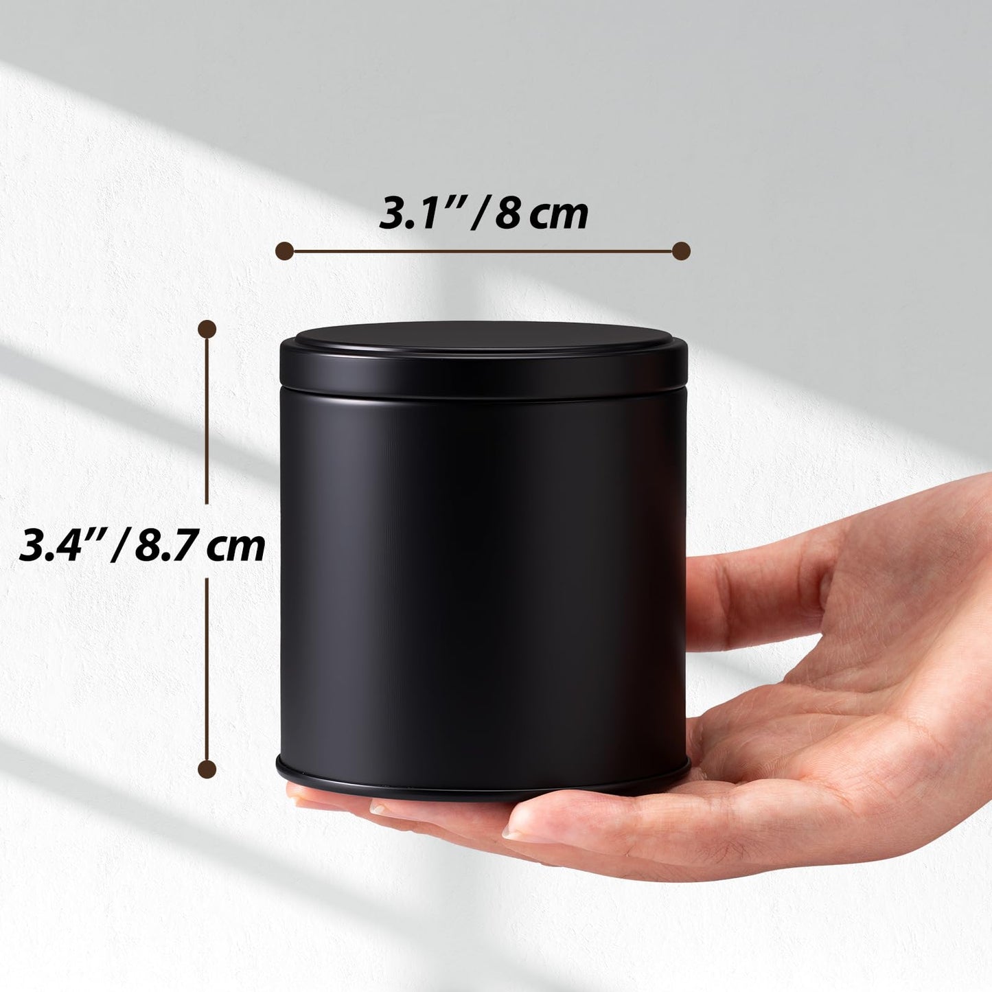 Nexuraze Empty Candle Tins for Making Candles with Lids, Tinplate Material, Warning Label Printed on Can Bottom (Black)
