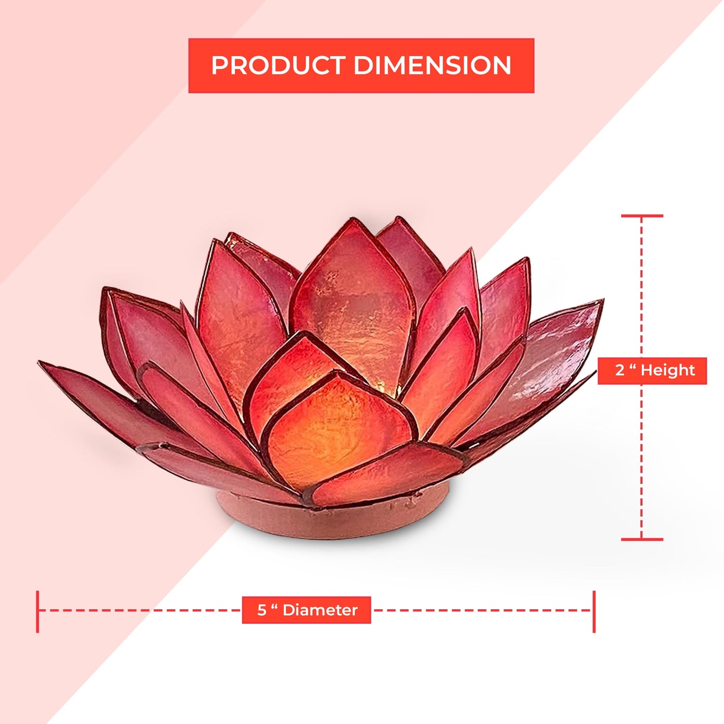 Om Gallery Capiz Shell Lotus Flower Decor Tealight Candle Holder for Serene Ambiance - Handmade Decorative Candle Holders for Meditation, Yoga, and Relaxation, Flamingo