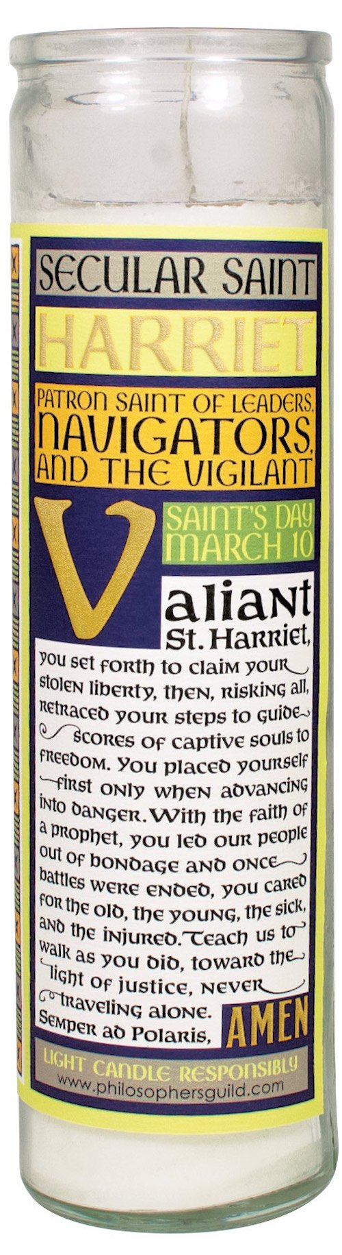 The Unemployed Philosophers Guild Harriet Tubman Secular Saint Candle - Unscented 8 Inch Tall Glass Prayer Votive, Made in The USA