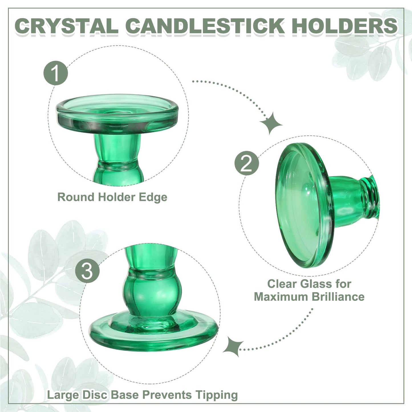 uxcell 11 cm Glass Candle Holder for Taper/Column Candles, Candle Holders Tealight Stand Candlestick for Tealight Wedding Table Centerpiece Home Decor, Green