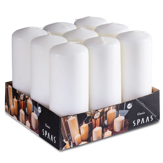 SPAAS White Dripless Pillar Candles - 9 Pack | 6 Inch Large White Unscented Candles for Home Decor, Memorial, Vigil, Parties, Wedding, Decorative Lantern