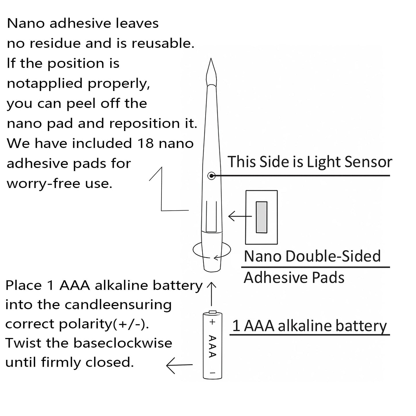 6.1" x 0.5" Window Candles with Sensor Dusk to Dawn, 6 Pcs Ivory Flameless Taper Candle with Dimmer Battery Operated with Nano Adhesive lasts up to 200+ Hours for XMas, Halloween Decor and Holiday