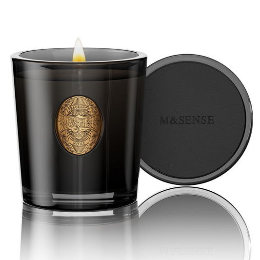 M&SENSE Natural Soy Candle | Crisp Chill & Black | 9.2 oz, 50H Burn Time | Luxury Scented Candle for Him,for Relaxation, Gifting, Home Décor | Ideal for Bedroom, Office, Party Ambiance