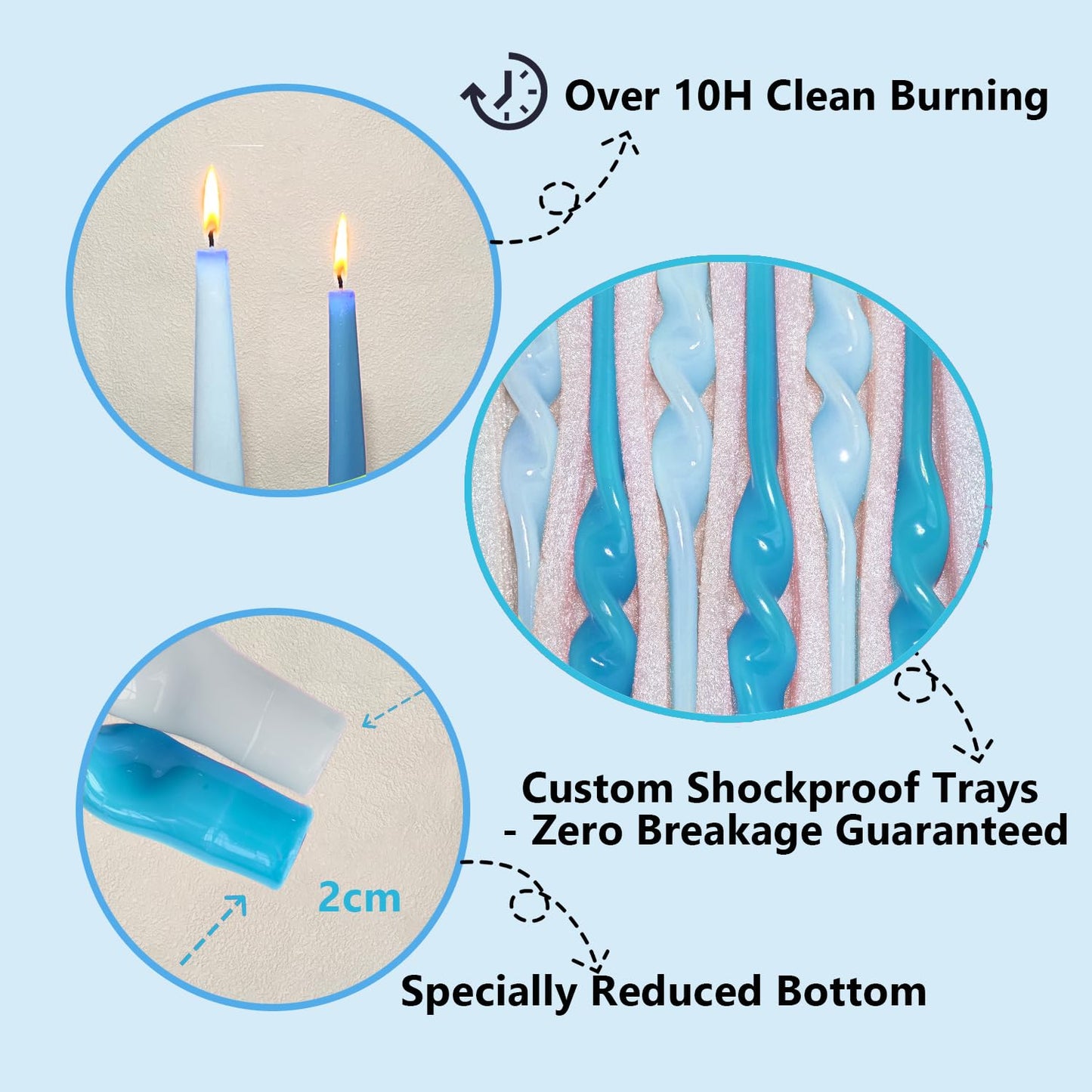 PAMELIFE Spiral Taper Candles - Set of 6 Twisted Candle 9.5 Inch Tall for Home Decoration Holiday Wedding Party