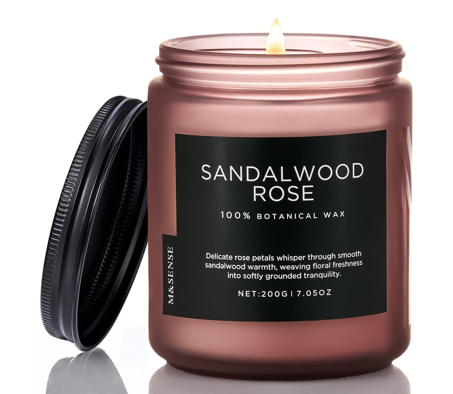M&SENSE Sandalwood Rose Home Scented Candles, 7.05oz Natural Soy Wax, 50 Hours Slow Burning Romantic Smelling Scent for Women, Housewarming Gifts for Family Friends