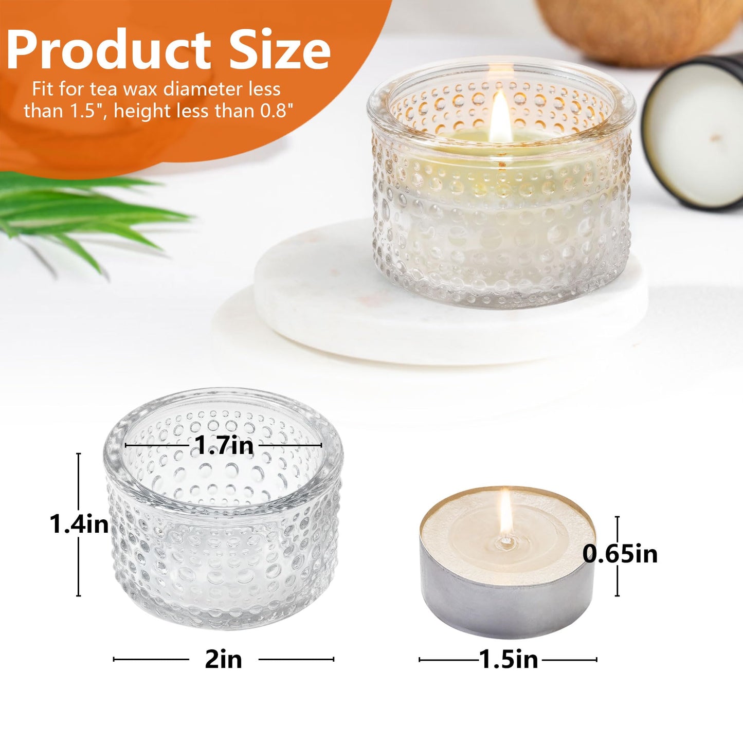 JOYIT Clear Votive Candle Holders Bulk Set of 12, Tealight Candle Holder for Wedding Table Centerpiece, Glass Small Candle Holders for Birthday Party, Valentine's Day, Home Decor (2''X 1.4'')