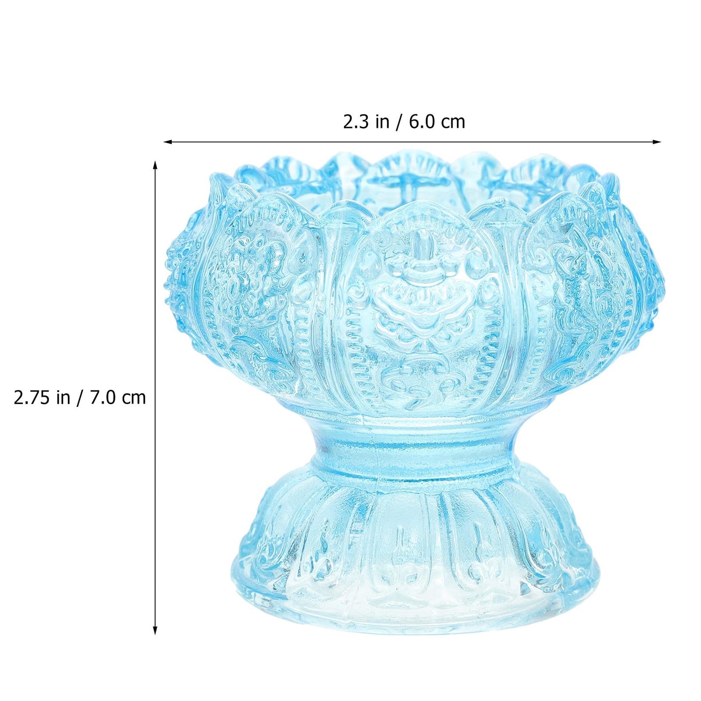 Alipis 3pcs High Base Glass Candleholders Set, Religious Butter Lamp Candle Holders with Blue, Red, and Pink Small Crystal Glass Tealight Stands for Home Décor and Spiritual Use
