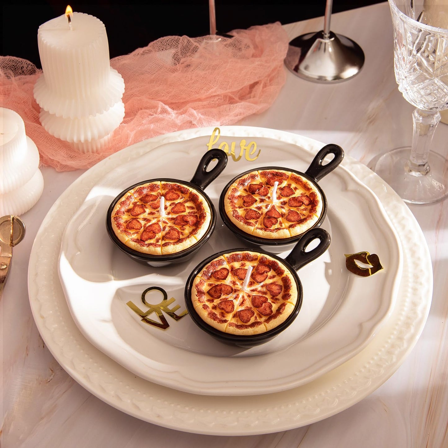 Pepperoni Pizza Scented Vegetable Wax Candles Trio(3Pcs/Pack)