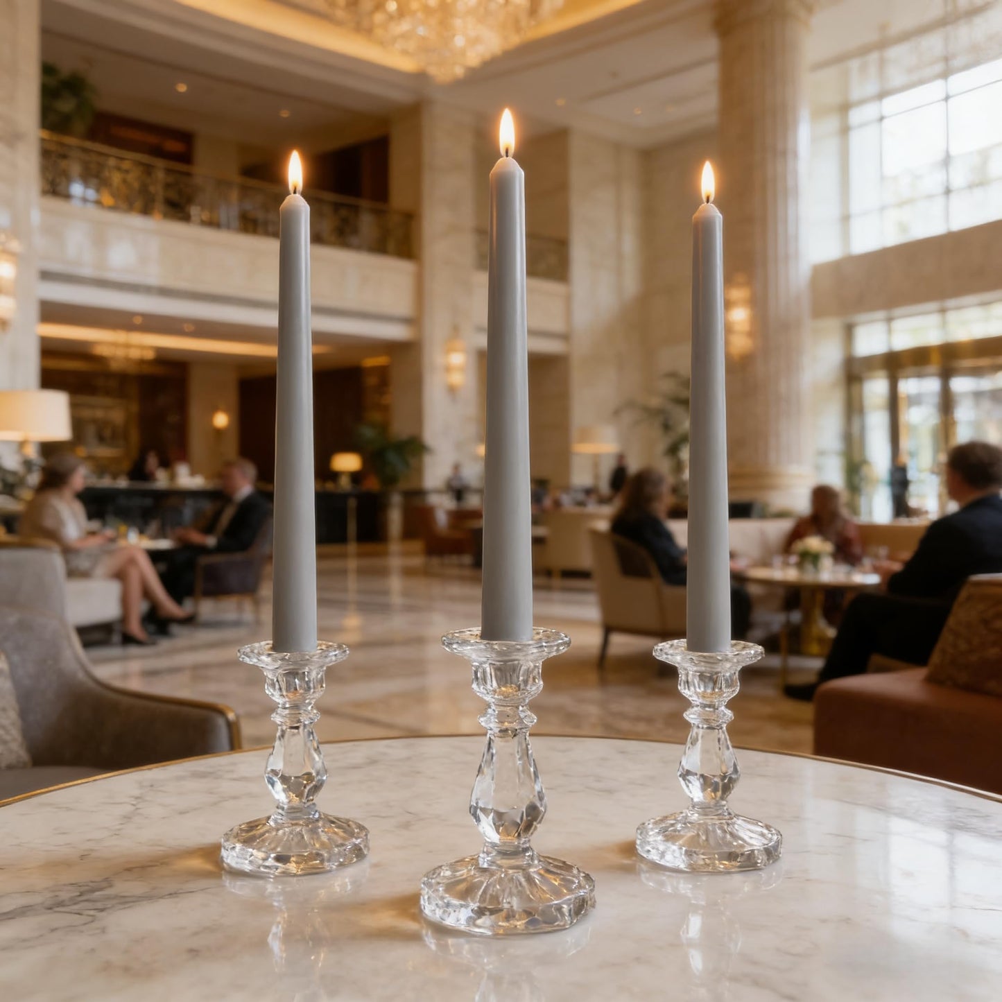 10-Inch Gray Taper Candles, 12 Pack Unscented and Dripless Candlesticks, Long-Lasting Burn Time of 7-8 Hours, Perfect for Home Décor, Weddings, and Events