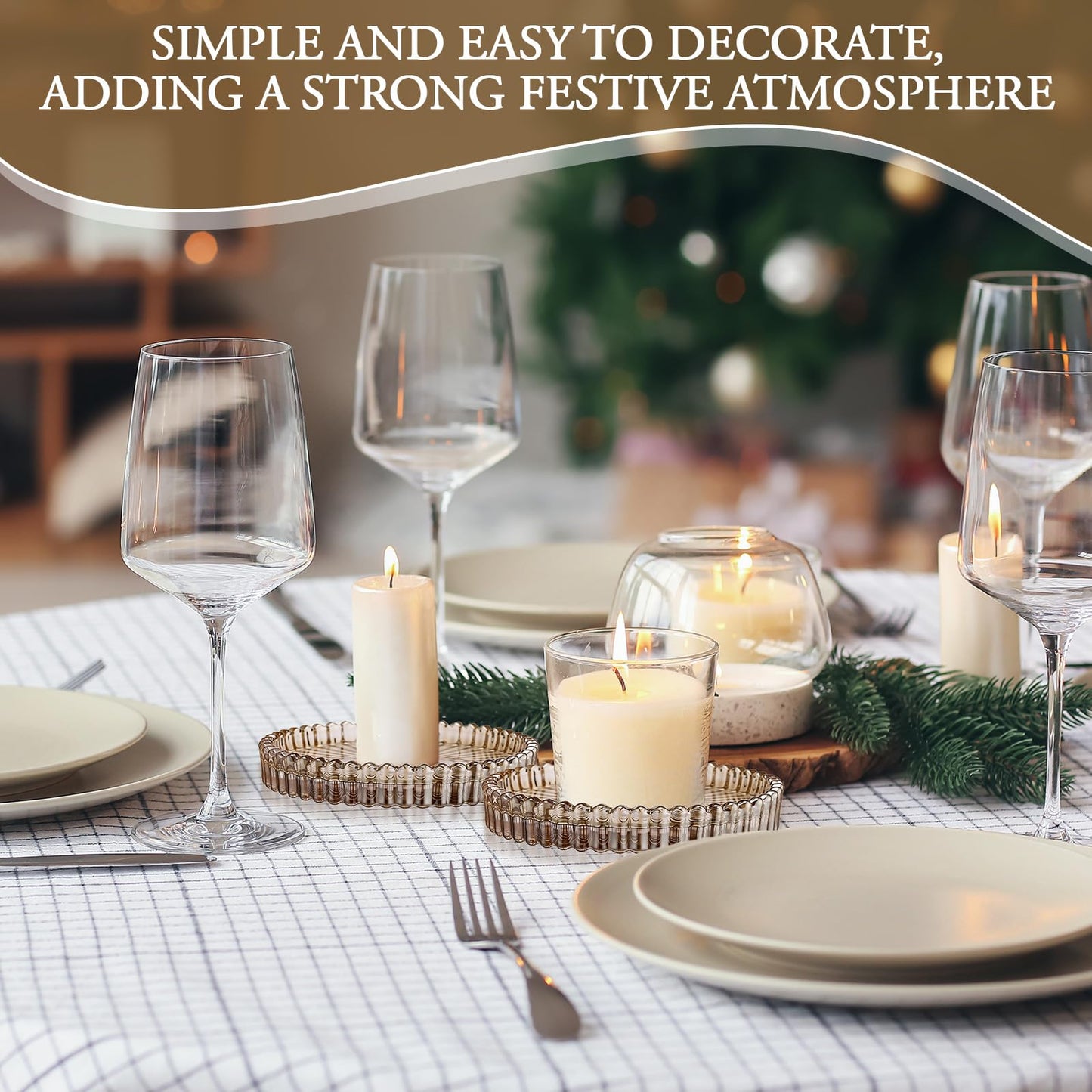 Honeydak Amber Glass Pillar Candle Holder Plates 4'' Round Glass Candle Tray Round Coasters for Table Centerpiece Wedding Party Home Bridal Shower Thanksgiving Christmas Decor(6 Pcs)