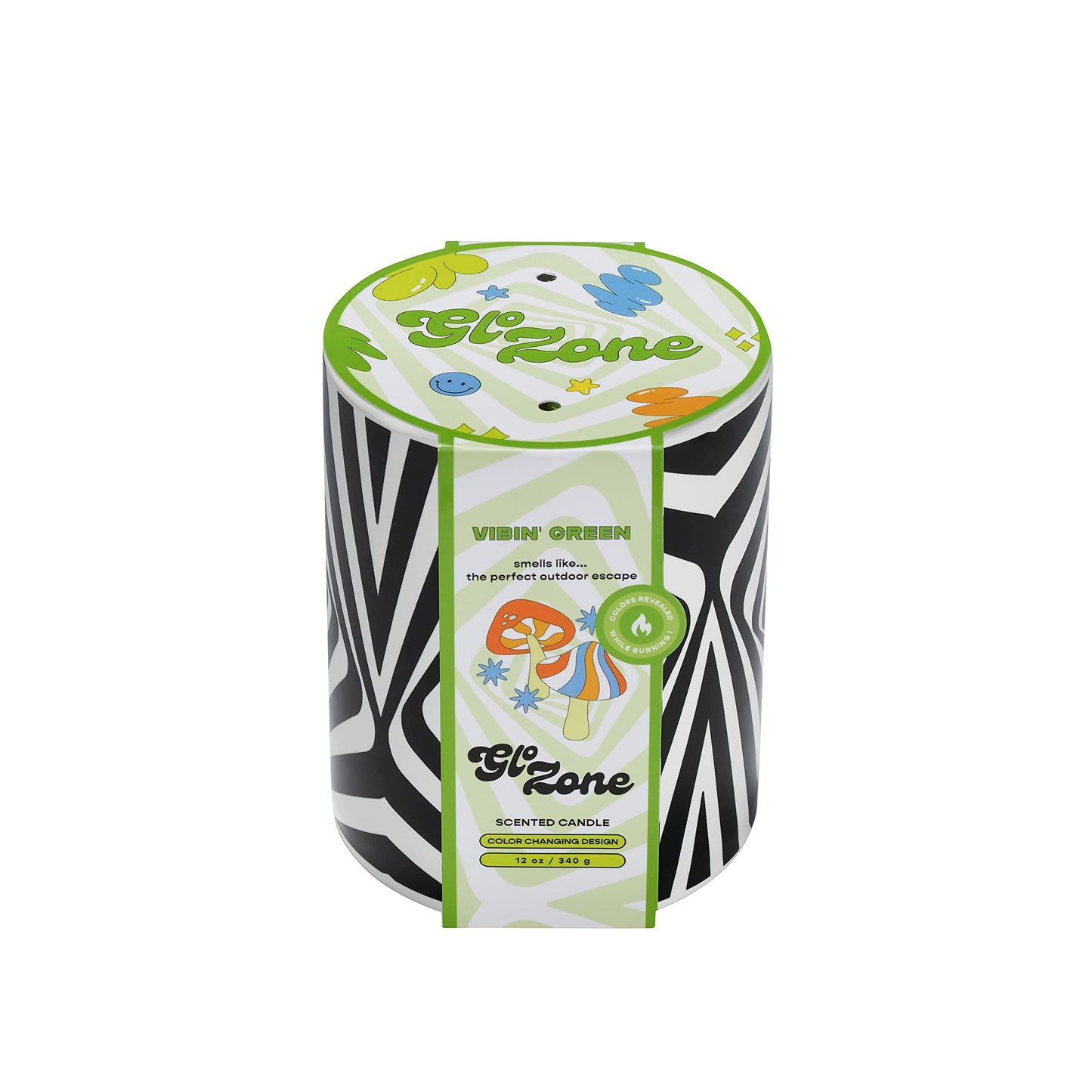 Glo Zone Slow Color-Changing Ceramic Scented Candle, 12 oz - Vibin' Green