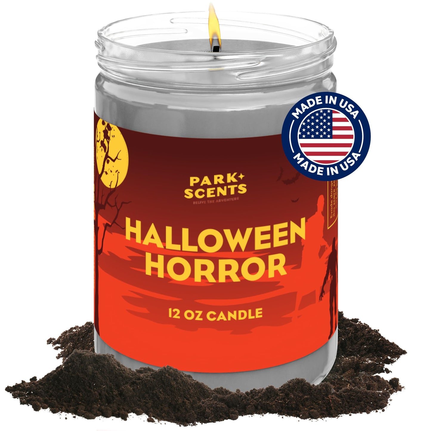Park Scents Halloween Horror Candle – Spooky Fog-Scented Halloween Candle – Decor and Fall Birthday Gifts for Adults, Men, Women, Sister, Best Friend – 100% Vegan Soy Wax (12 oz. Glass Jar)