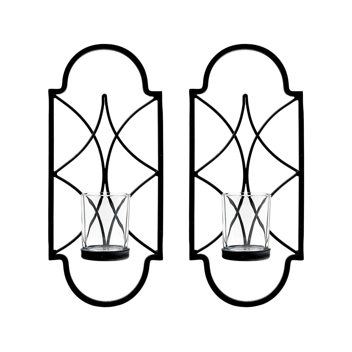 Hosley Set of 2 Iron Tealight Wall Sconces – 12” Decorative Candle Holders for Home Decor, Living Room Bedroom Hallway, Wedding & Housewarming Gift