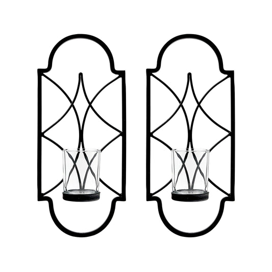 Hosley Set of 2 Iron Tealight Wall Sconces – 12” Decorative Candle Holders for Home Decor, Living Room Bedroom Hallway, Wedding & Housewarming Gift