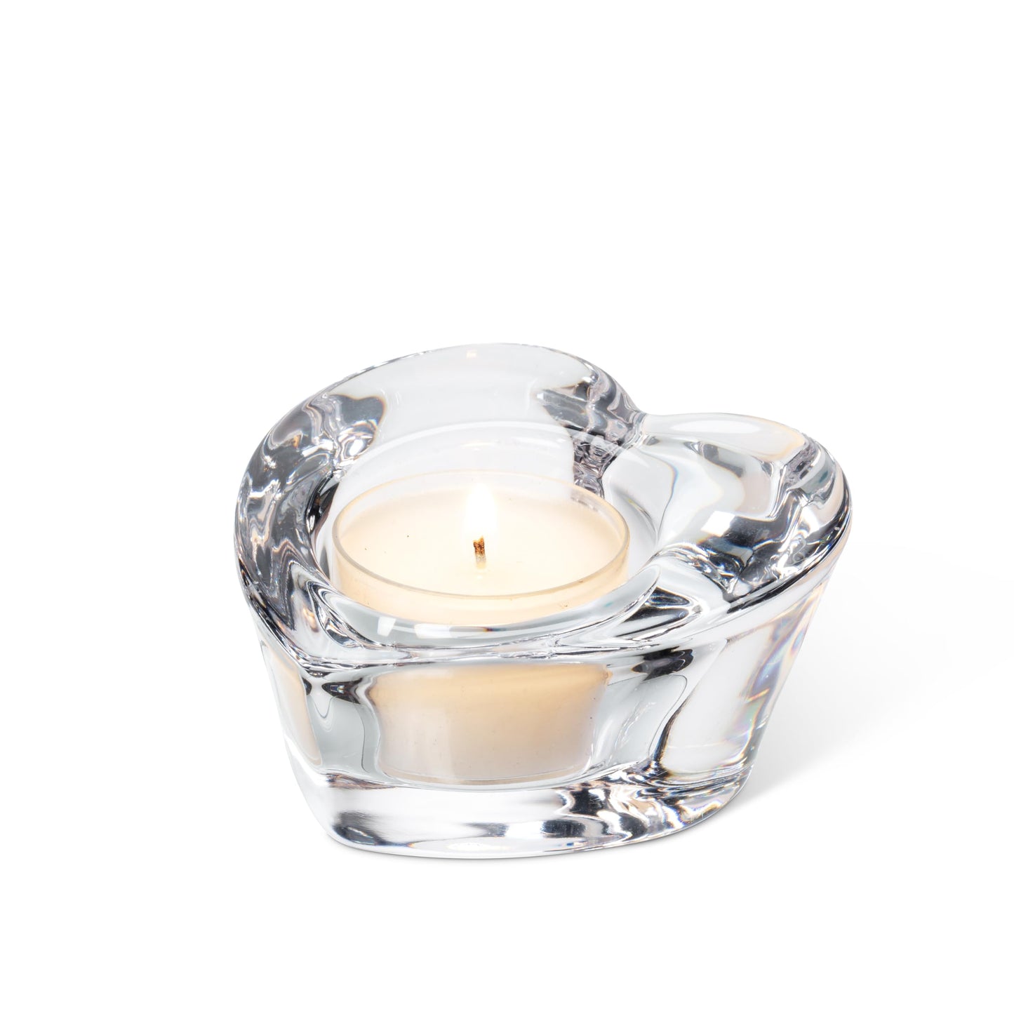 Abbott Collection Thick Angle Cut Heart Tealite Candle Holder - Clear Glass (3" W)