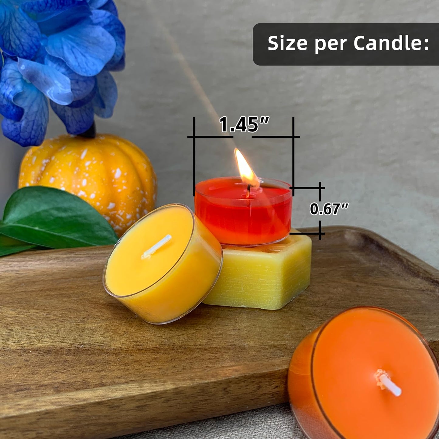Fall Scented Tealight Candles 16 Pack, Natural Soy & Bee Wax Blend, Autumn Colors: Orange & Yellow Shades, 3.5 Hour Burn Time, Strong Fragrance for Home, 16 Pcs by Kissingfish