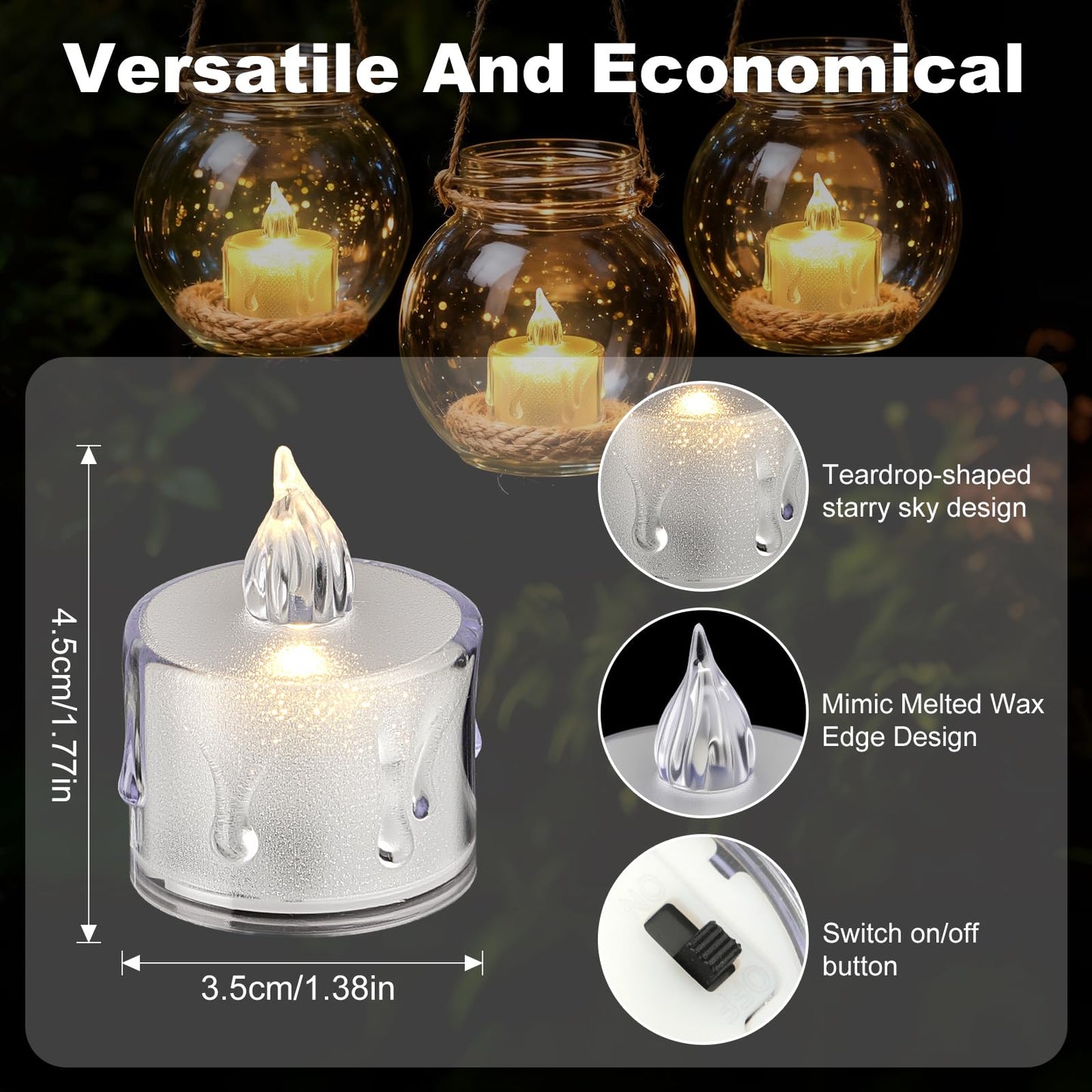 gobutend LED Flameless Candles, 24Pcs Crystal LED Tea Lights Battery Operated for Christmas Romantic Night Wedding Anniversary Table Party Decoration
