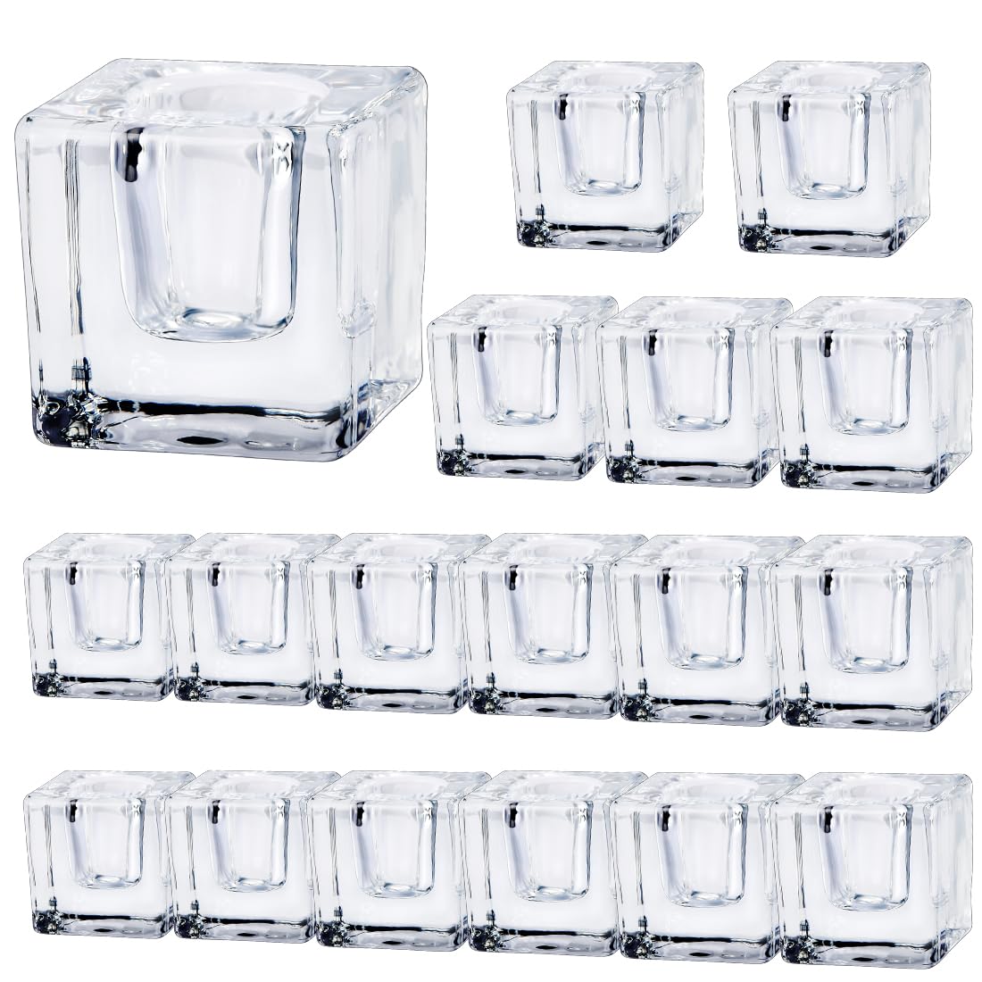 JONERAY Glass Candlestick Holders Bulk for Taper Candles, Set of 18 Clear Glass Candle Holders for Family Party, Church and Wedding