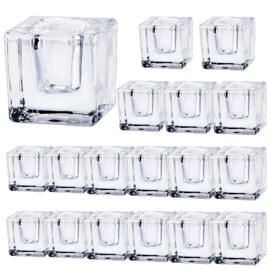 JONERAY Glass Candlestick Holders Bulk for Taper Candles, Set of 18 Clear Glass Candle Holders for Family Party, Church and Wedding