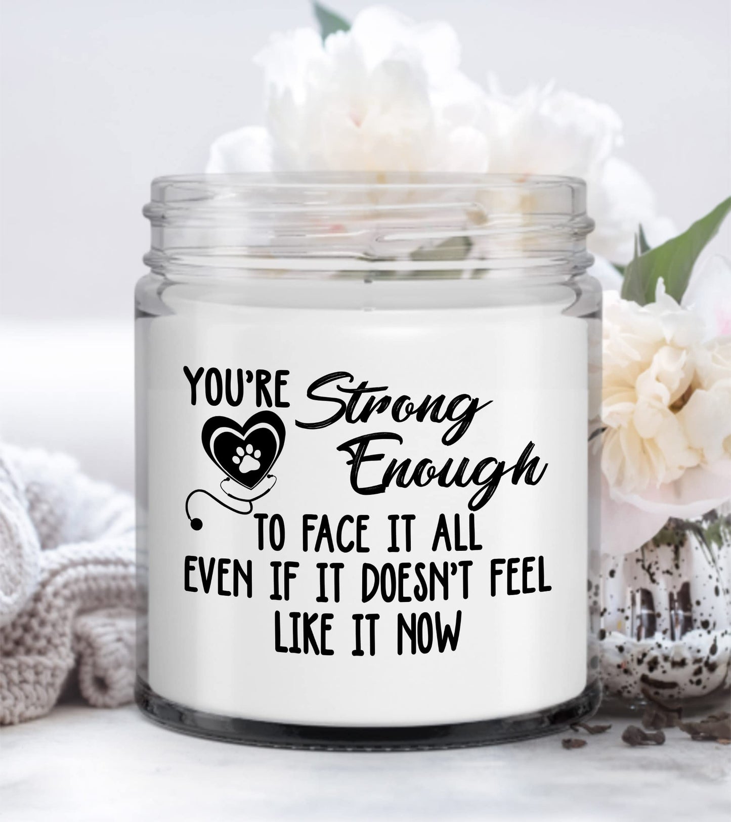 Veterinary Life Candle You're Strong Enough to Face It All Thank You Gift for Veterinarian Vet Tech Assistant Student, Veterinary Animals Care Gift for Women Men Birthday Christmas Thanksgiving
