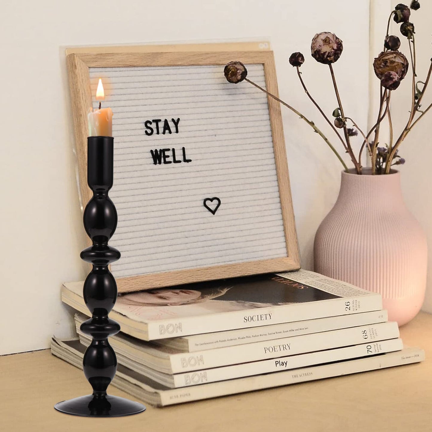 Glass Candlestick Holder Decorative Pillar Candle Holder for Elegant Home Decor Weddings Candlelight Dinners Family Gatherings