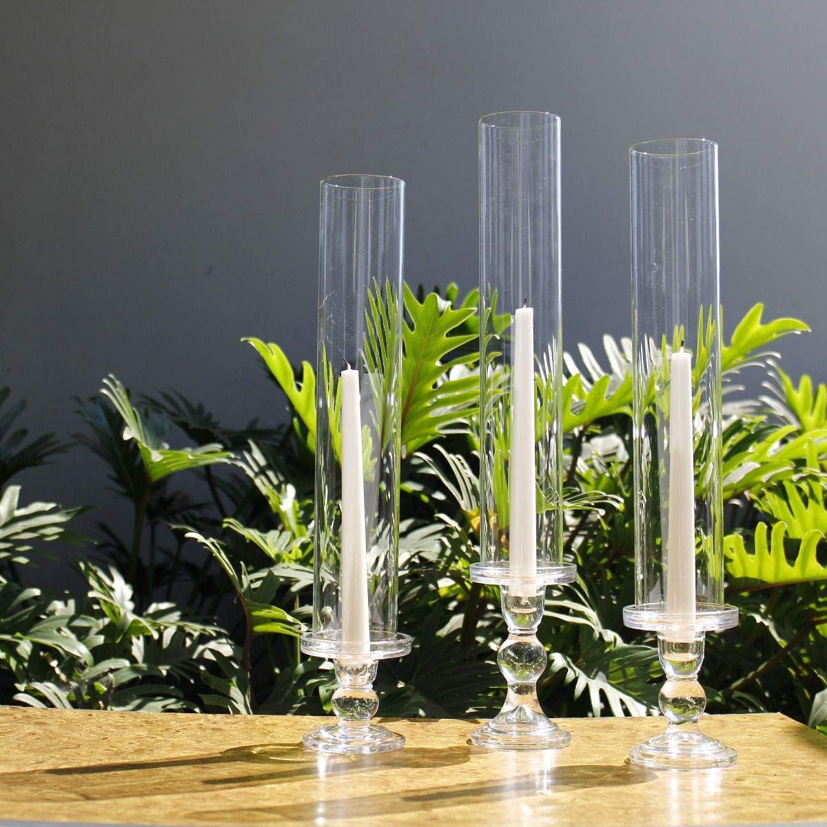 CYS EXCEL 6 PCS (H:14" D:2.5") Glass Hurricane Candleholder Tubes | Open-Ended Bottomless Cylinder, Chimney Tube for Taper Candles and Candlesticks