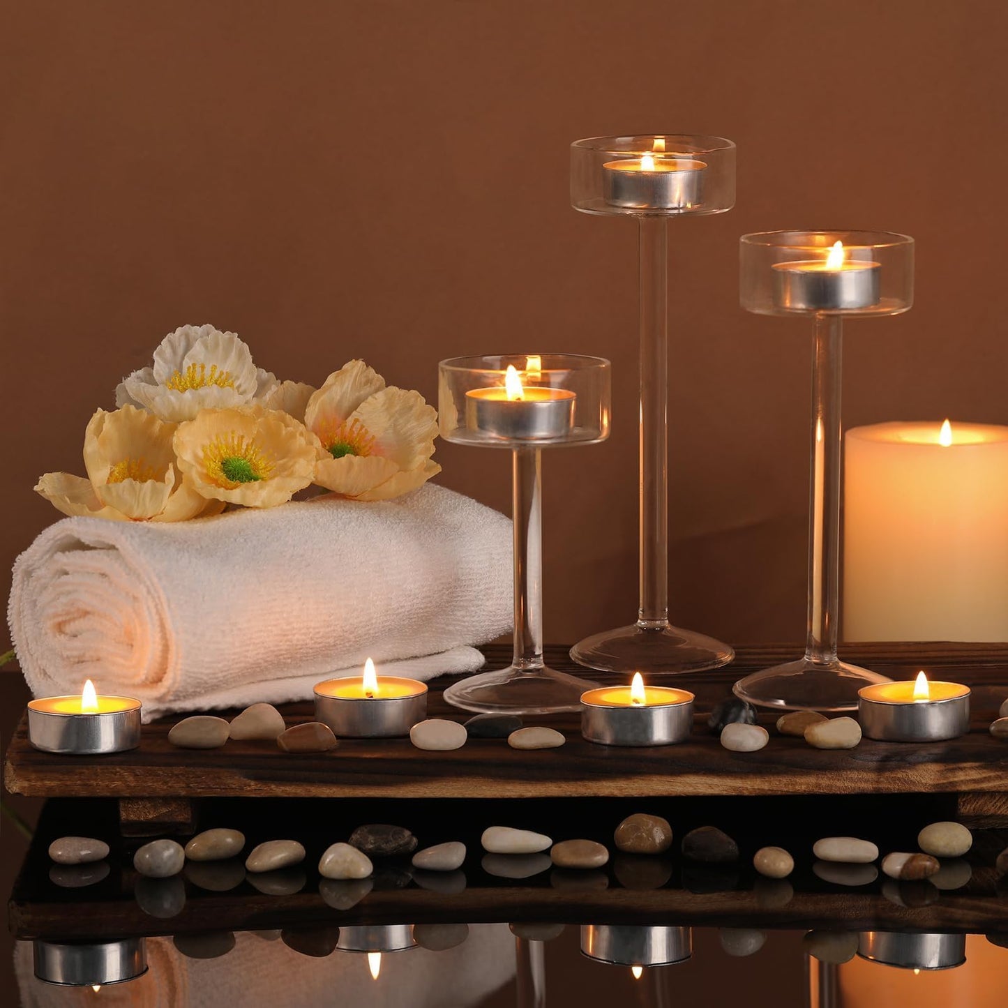 24 Packs Beeswax Tealight Candles, Pure Beeswax Candles Tea Lights Candle, Natural Organic Tealights Unscented Smokeless Clean Burning with 4 Hour Burn Time