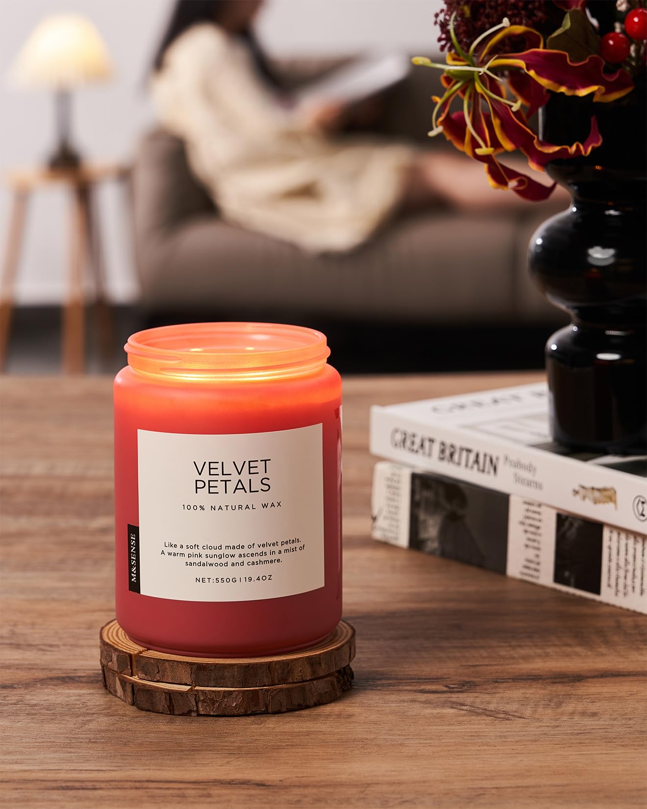 M&SENSE Sandalwood Rose Scented Candle, 19.4oz Large Soy Wax Candle for Home, 110 Hour Long-Lasting Non-Toxic Floral Aromatherapy Candle, Relaxing Self-Care Graduation Gift for Friends Daughter Son