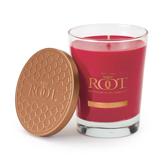 Root Candles Scented Candles Honeycomb Beeswax Blend Premium Handcrafted Candle, Large Veriglass, Strawberry Fields