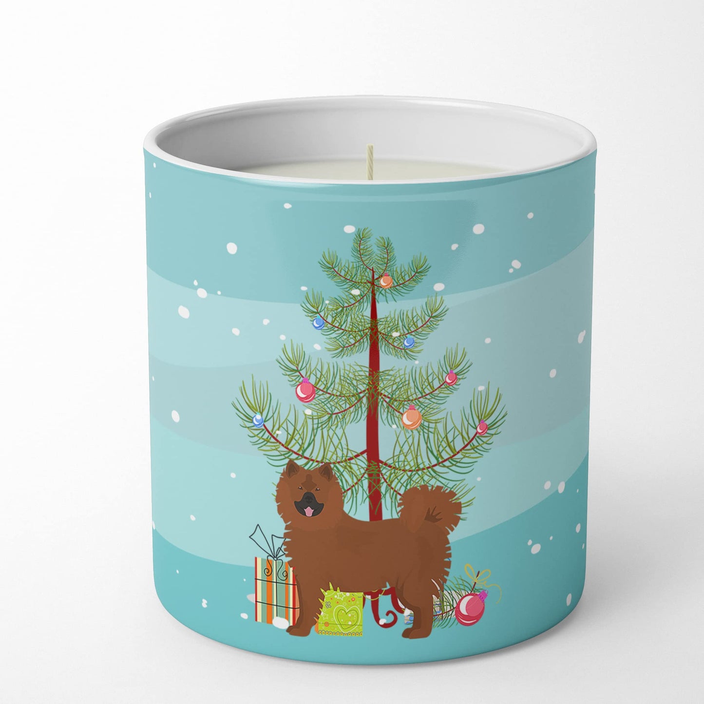 Caroline's Treasures CK3454CDL Eurasier or Eurasian Dog Christmas Tree 10 oz Decorative Soy Candle Nature Soy Wax Essential Oil Home Decor Ideal for Bedroom Kitchen Bath Office Gift, 10 oz