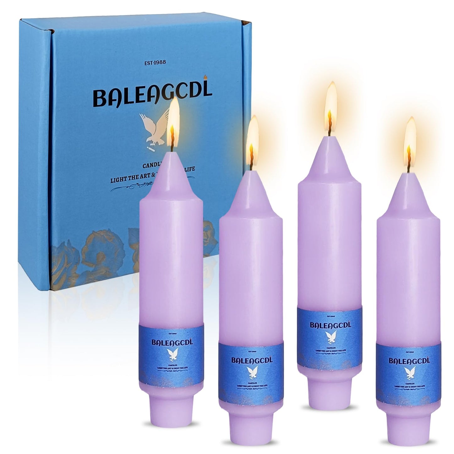 Smokeless Candlesticks Short Taper Candle,Unscented 5 Inches Purple Candle Sticks Dripless Tapered Candles for Home Décor Weddings Seasons Gifts