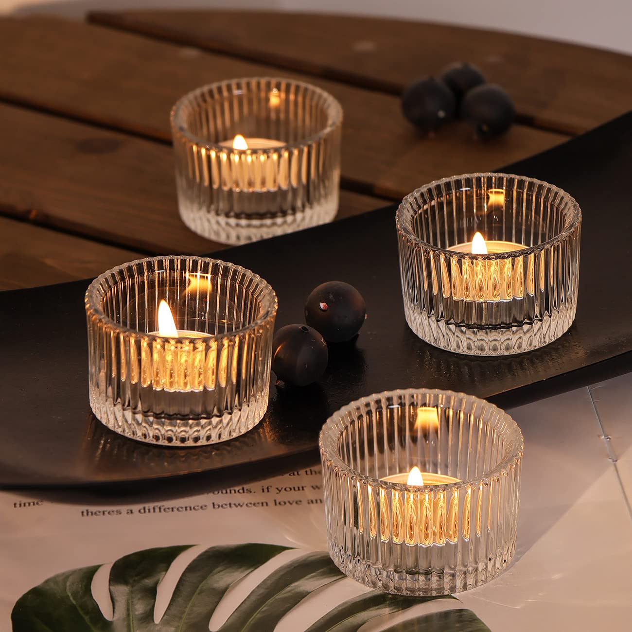 Lanttu Clear Tealight Candle Holder Set of 12, Small Votive Candle Holders for Wedding, Glass Tea Light Candles Holder for Party&Home Decor, Table Centerpiece (2''Dia*1.4''H)