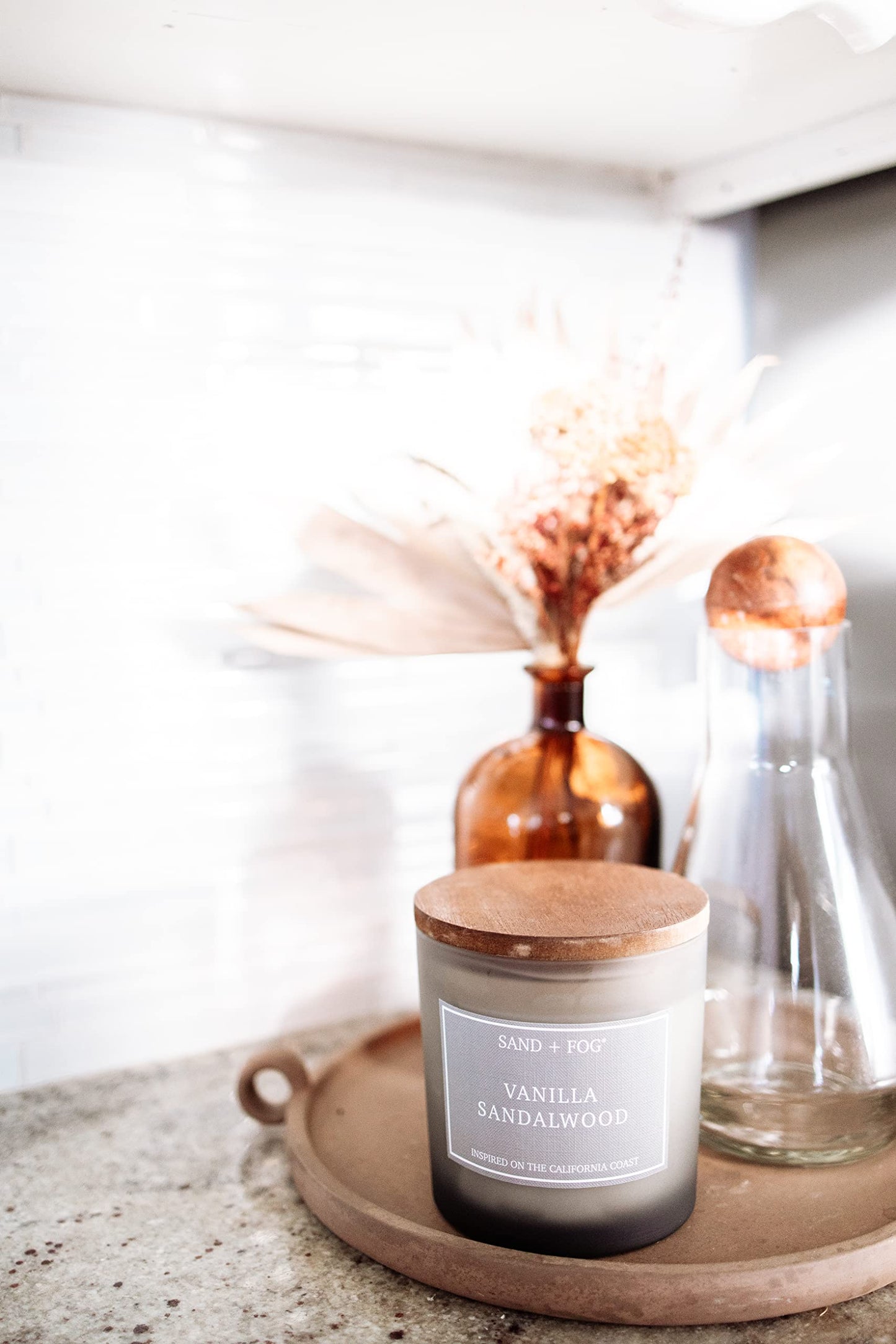 Sand + Fog Scented Candles - Vanilla Sandalwood - Additional Scents and Sizes - 3 Wicks 100% Cotton Lead-Free - Luxury Air Freshening Jar Candles - Perfect Home Decor - 21 oz
