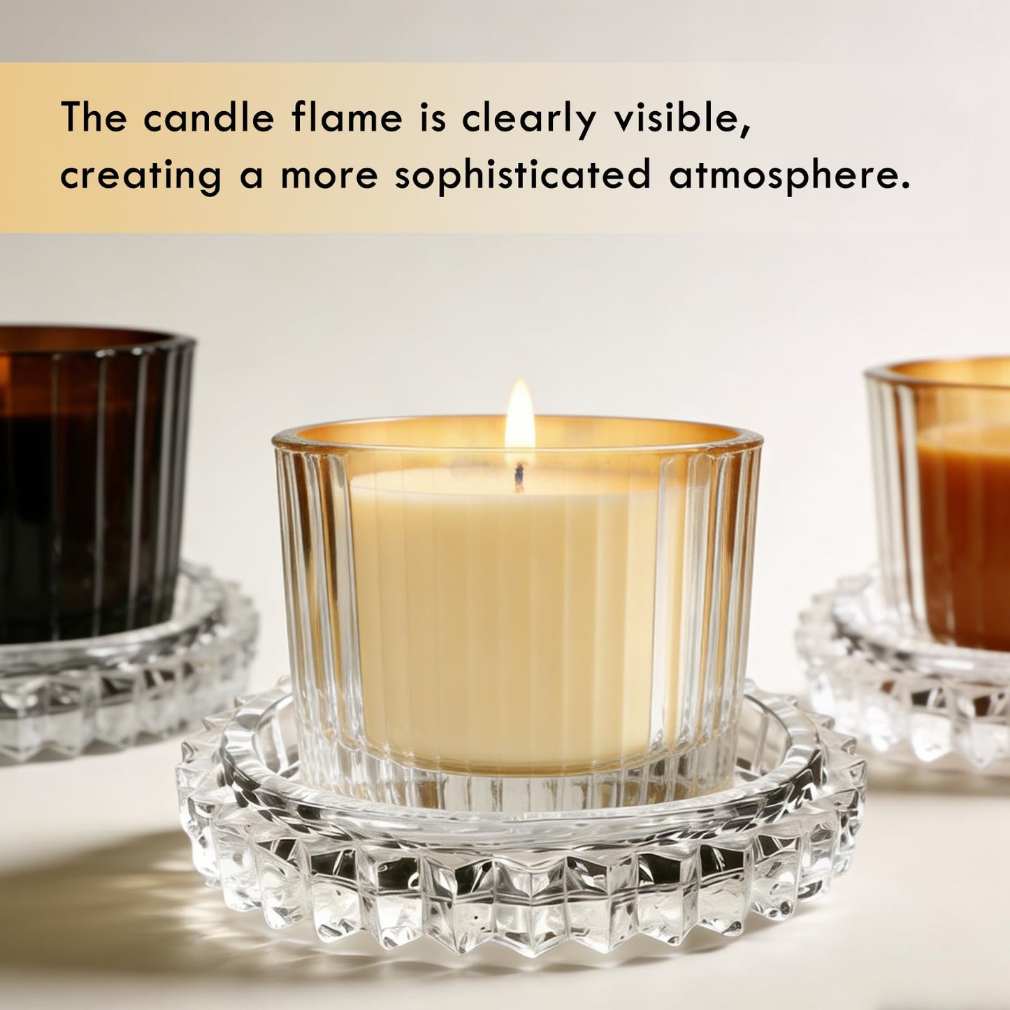 Clear Candle Holder Candle Dish – Chic Glass Candle Holder Tray for Home Decor, Boho Bar Decor – Candle Plate for Tea Light Votive Diffuser – 4.7 x 1.3 in (Clear)