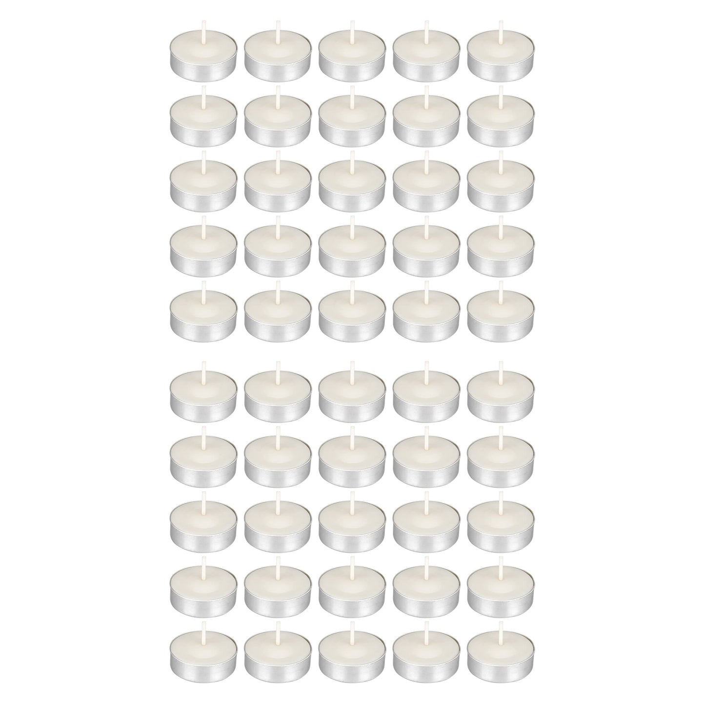 Mega Candles 50 pcs Unscented White Tea Lights Candles, Pressed Wax Candle 3.5 Hour Burn Time, Home Décor, Wedding Receptions, Occasions, Festivities, Events, Meditations, Spa, Prayers, Vigil